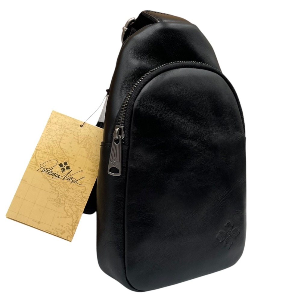 Patricia Nash Marisol Leather Mini Crossbody Sling Travel Bag Black 10x6x2"